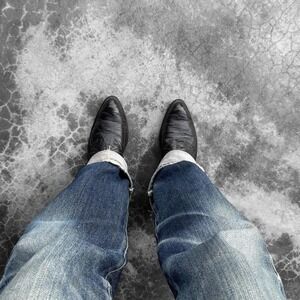 Vintage 70's black point toe wing tip leather made in USA cowboy boots